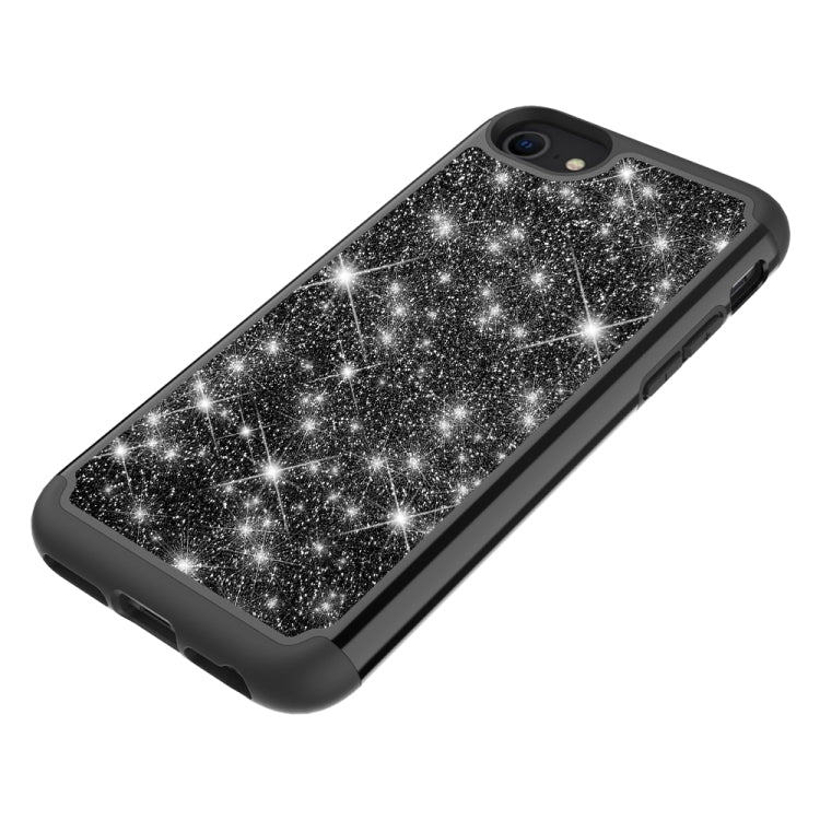 For iPhone SE 2022 / SE 2020 / 8 / 7 Glitter Powder Contrast Skin Shockproof Silicone + PC Protective Case