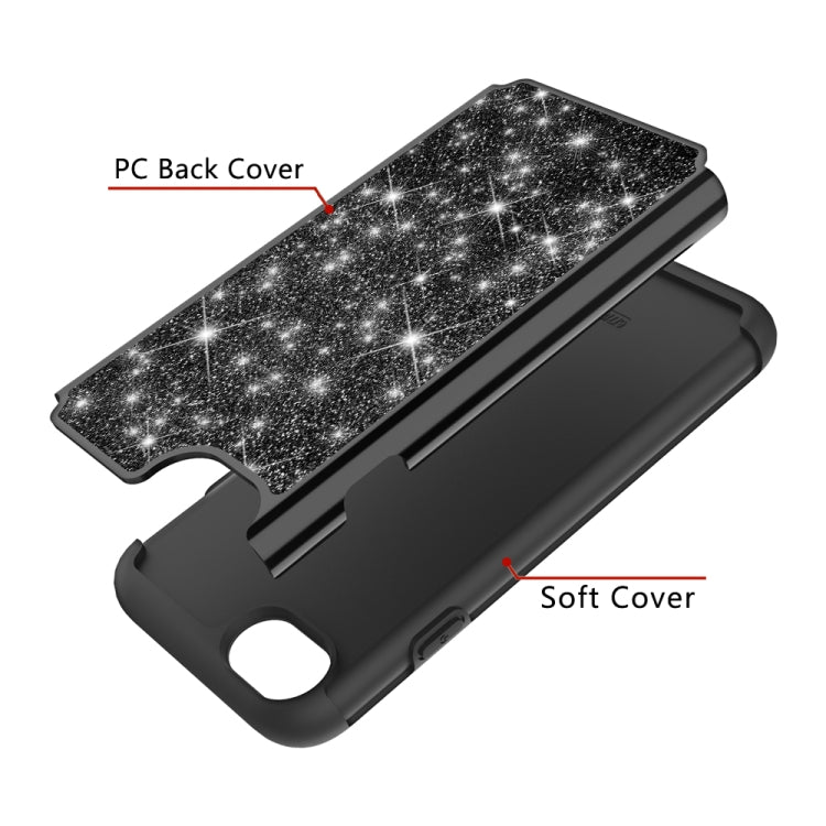 For iPhone SE 2022 / SE 2020 / 8 / 7 Glitter Powder Contrast Skin Shockproof Silicone + PC Protective Case