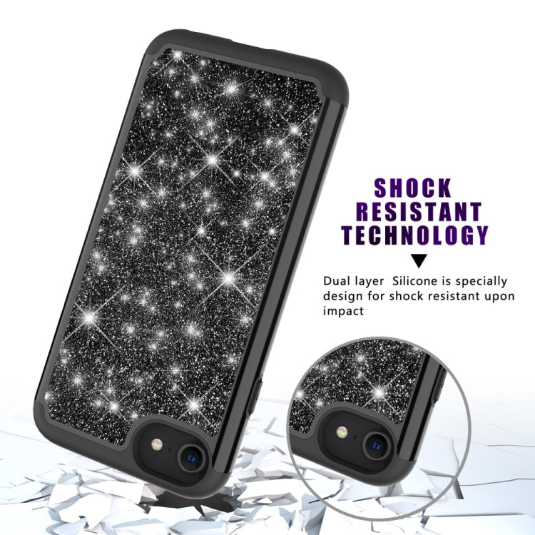For iPhone SE 2022 / SE 2020 / 8 / 7 Glitter Powder Contrast Skin Shockproof Silicone + PC Protective Case