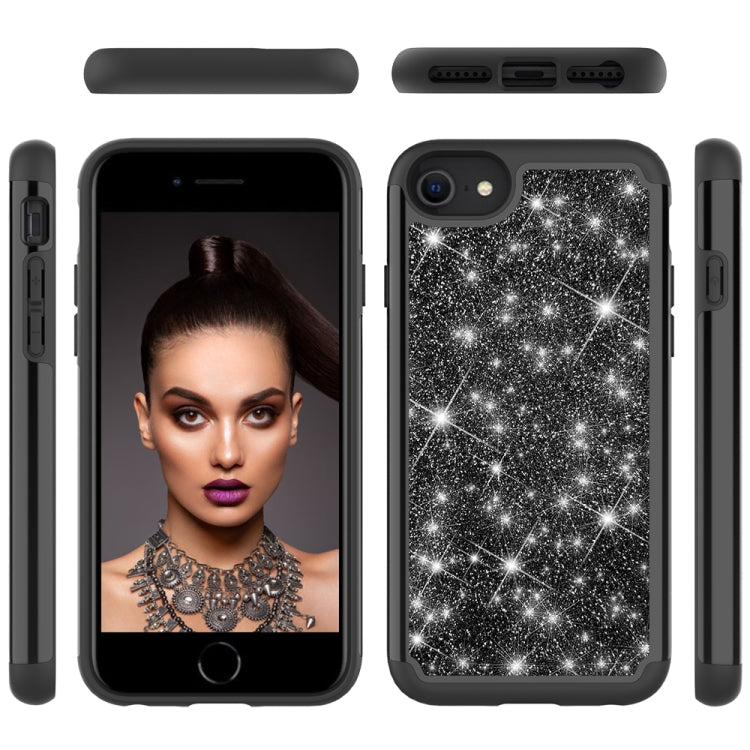 For iPhone SE 2022 / SE 2020 / 8 / 7 Glitter Powder Contrast Skin Shockproof Silicone + PC Protective Case