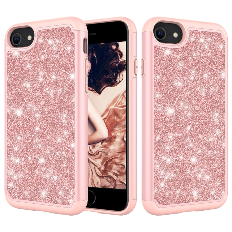For iPhone SE 2022 / SE 2020 / 8 / 7 Glitter Powder Contrast Skin Shockproof Silicone + PC Protective Case