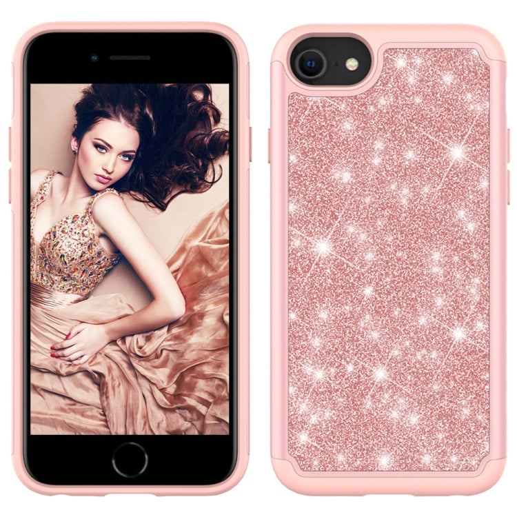 For iPhone SE 2022 / SE 2020 / 8 / 7 Glitter Powder Contrast Skin Shockproof Silicone + PC Protective Case