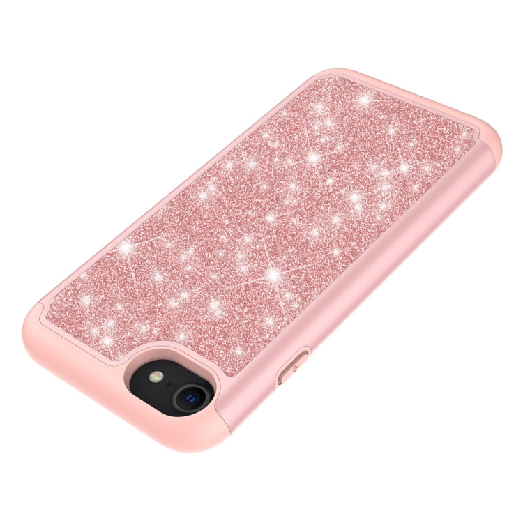 For iPhone SE 2022 / SE 2020 / 8 / 7 Glitter Powder Contrast Skin Shockproof Silicone + PC Protective Case