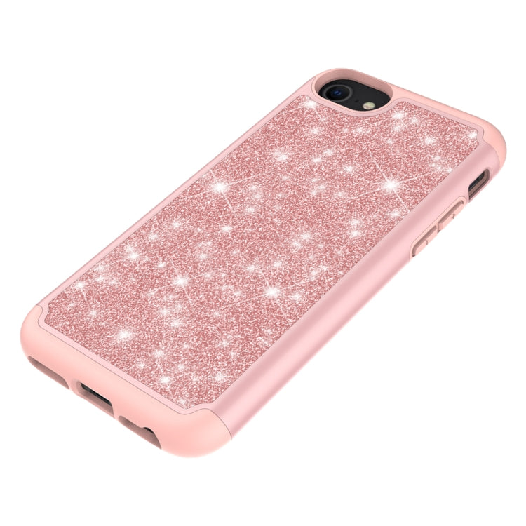 For iPhone SE 2022 / SE 2020 / 8 / 7 Glitter Powder Contrast Skin Shockproof Silicone + PC Protective Case