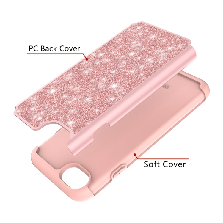 For iPhone SE 2022 / SE 2020 / 8 / 7 Glitter Powder Contrast Skin Shockproof Silicone + PC Protective Case
