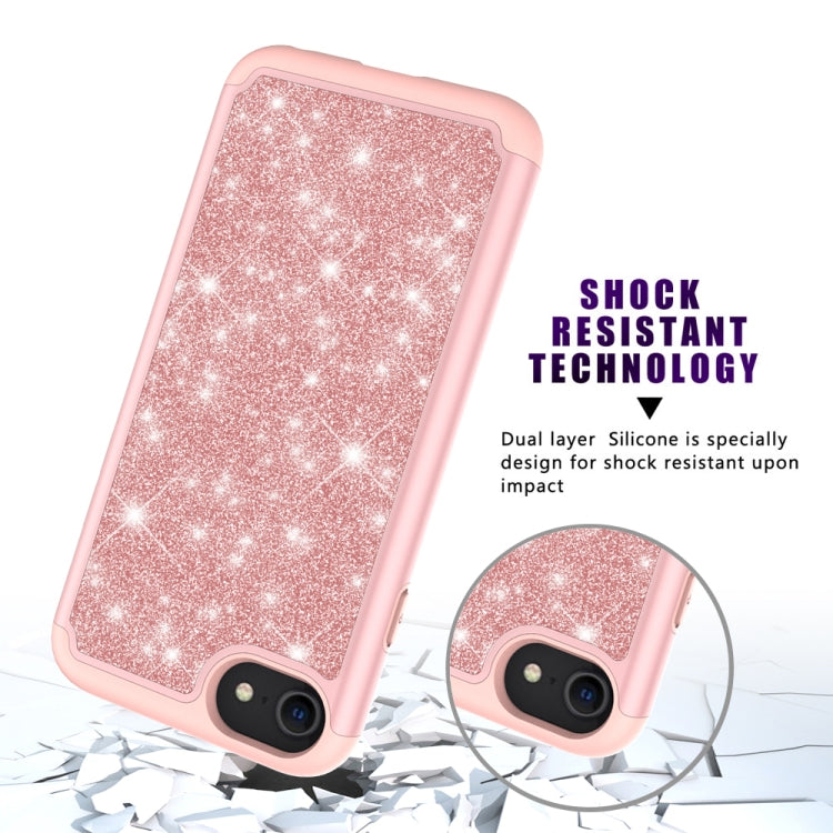 For iPhone SE 2022 / SE 2020 / 8 / 7 Glitter Powder Contrast Skin Shockproof Silicone + PC Protective Case