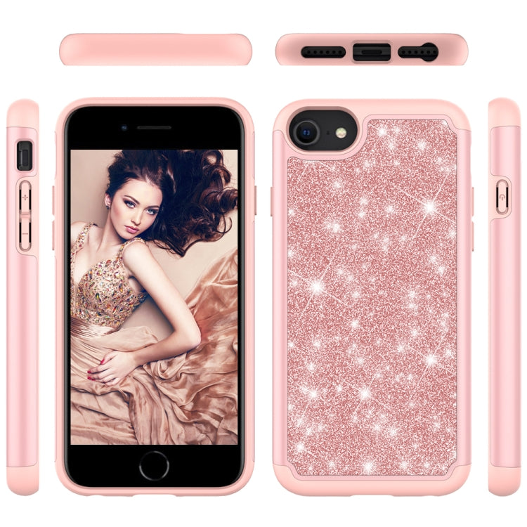 For iPhone SE 2022 / SE 2020 / 8 / 7 Glitter Powder Contrast Skin Shockproof Silicone + PC Protective Case