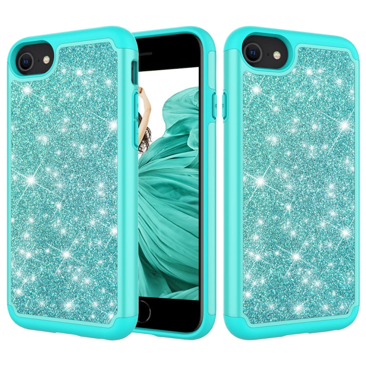 For iPhone SE 2022 / SE 2020 / 8 / 7 Glitter Powder Contrast Skin Shockproof Silicone + PC Protective Case