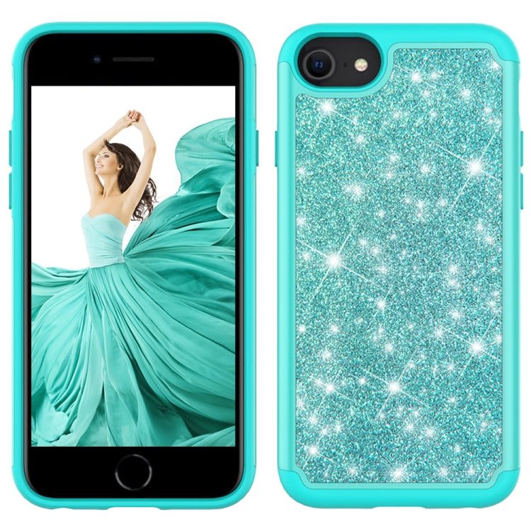 For iPhone SE 2022 / SE 2020 / 8 / 7 Glitter Powder Contrast Skin Shockproof Silicone + PC Protective Case