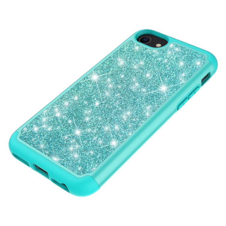 For iPhone SE 2022 / SE 2020 / 8 / 7 Glitter Powder Contrast Skin Shockproof Silicone + PC Protective Case