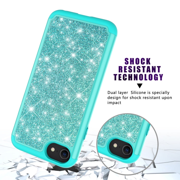 For iPhone SE 2022 / SE 2020 / 8 / 7 Glitter Powder Contrast Skin Shockproof Silicone + PC Protective Case