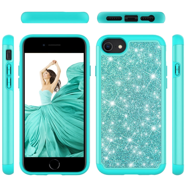 For iPhone SE 2022 / SE 2020 / 8 / 7 Glitter Powder Contrast Skin Shockproof Silicone + PC Protective Case
