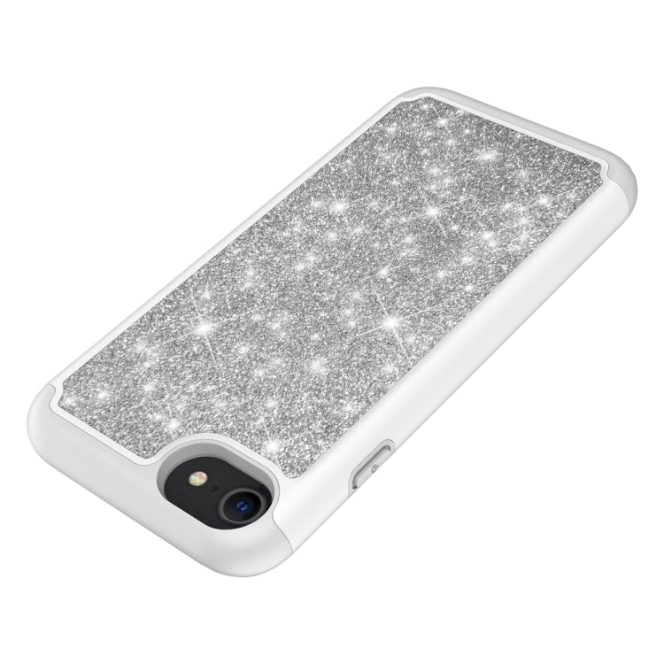 For iPhone SE 2022 / SE 2020 / 8 / 7 Glitter Powder Contrast Skin Shockproof Silicone + PC Protective Case