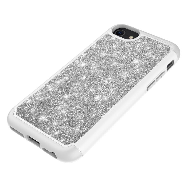 For iPhone SE 2022 / SE 2020 / 8 / 7 Glitter Powder Contrast Skin Shockproof Silicone + PC Protective Case