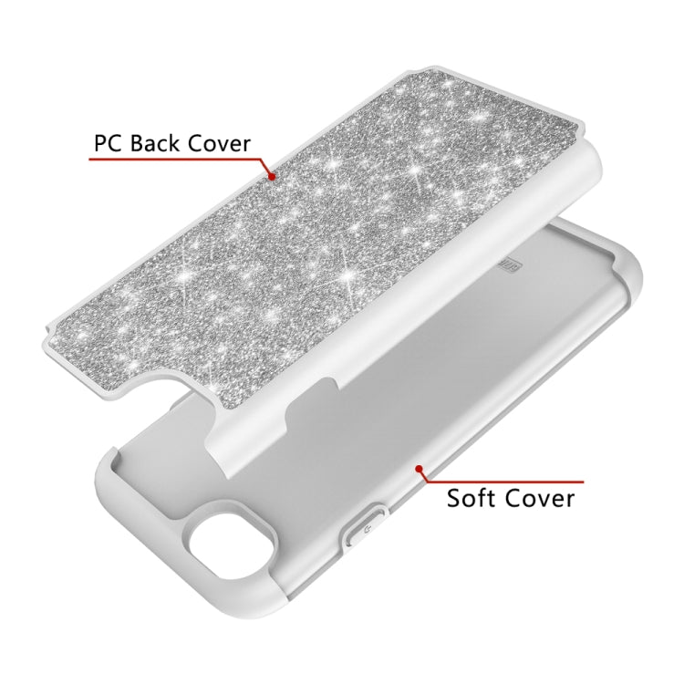For iPhone SE 2022 / SE 2020 / 8 / 7 Glitter Powder Contrast Skin Shockproof Silicone + PC Protective Case