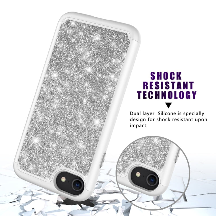 For iPhone SE 2022 / SE 2020 / 8 / 7 Glitter Powder Contrast Skin Shockproof Silicone + PC Protective Case