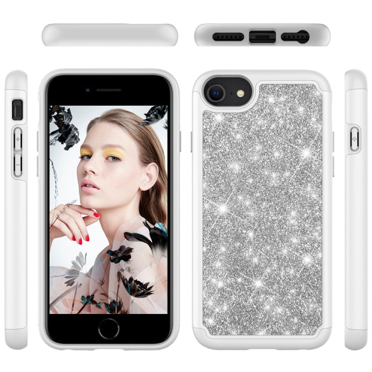 For iPhone SE 2022 / SE 2020 / 8 / 7 Glitter Powder Contrast Skin Shockproof Silicone + PC Protective Case
