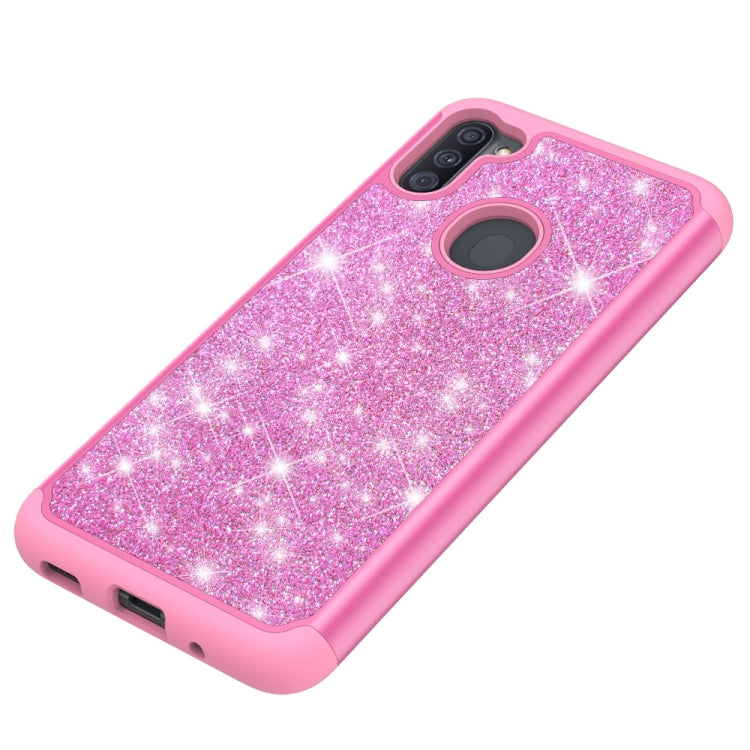 For Samsung Galaxy A11 Glitter Powder Contrast Skin Shockproof Silicone + PC Protective Case