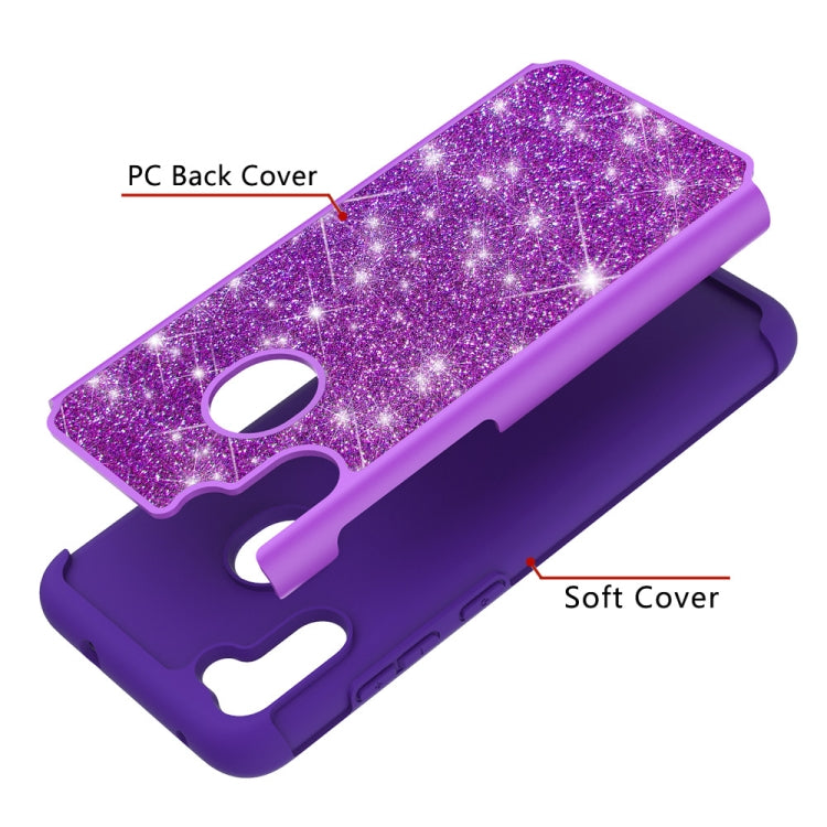 For Samsung Galaxy A11 Glitter Powder Contrast Skin Shockproof Silicone + PC Protective Case