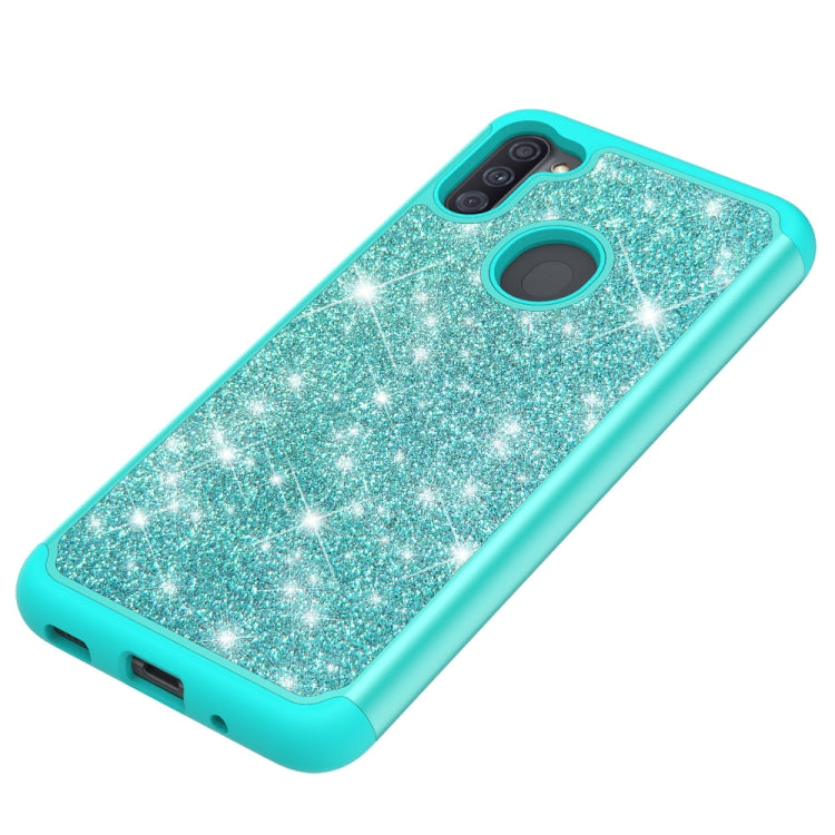 For Samsung Galaxy A11 Glitter Powder Contrast Skin Shockproof Silicone + PC Protective Case
