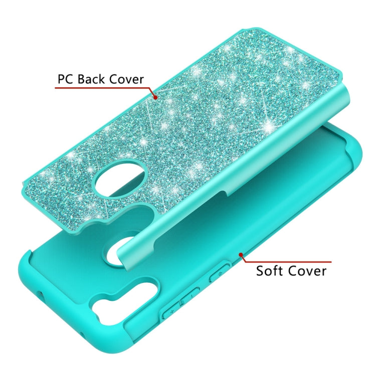 For Samsung Galaxy A11 Glitter Powder Contrast Skin Shockproof Silicone + PC Protective Case
