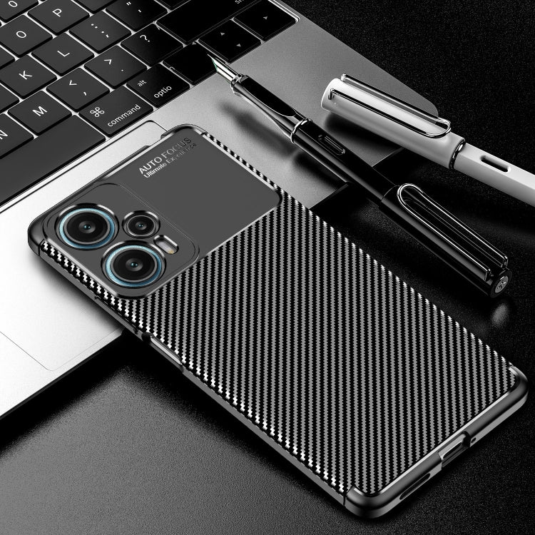 For Xiaomi Redmi Note 12 Turbo Carbon Fiber Texture Shockproof TPU Phone Case(Black)