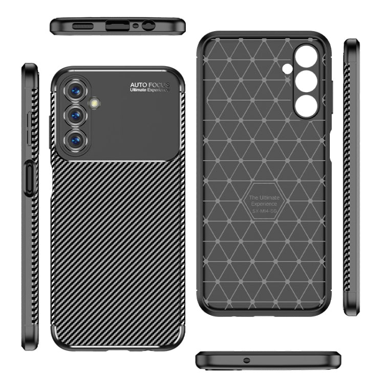 For Samsung Galaxy M14 Carbon Fiber Texture Shockproof TPU Phone Case(Black)