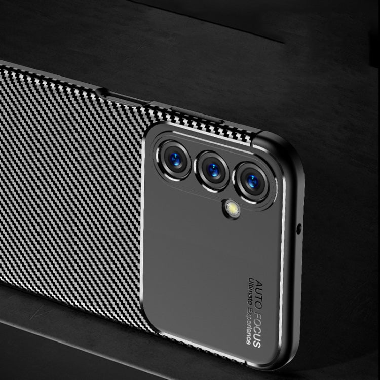 For Samsung Galaxy M14 Carbon Fiber Texture Shockproof TPU Phone Case(Black)