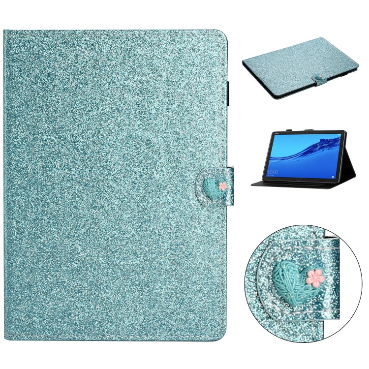 For Huawei MediaPad M5 Lite 10.1 Glitter Powder Love Buckle Horizontal Flip Leather Case with Holder & Card Slots