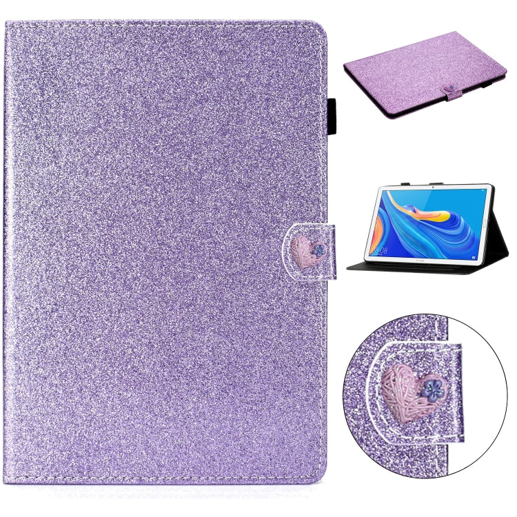 For Huawei MediaPad M6 10.8 Glitter Powder Love Buckle Horizontal Flip Leather Case with Holder & Card Slots