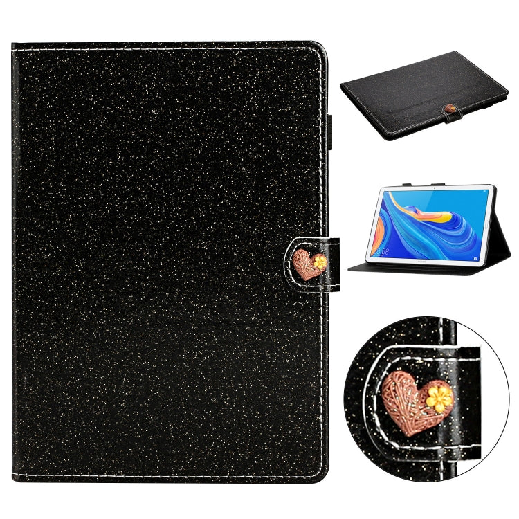 For Huawei MediaPad M6 10.8 Glitter Powder Love Buckle Horizontal Flip Leather Case with Holder & Card Slots