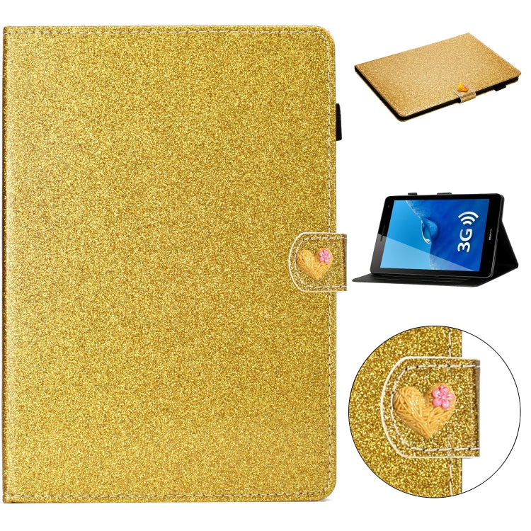 For Huawei MediaPad T3 7.0 Glitter Powder Love Buckle Horizontal Flip Leather Case with Holder & Card Slots