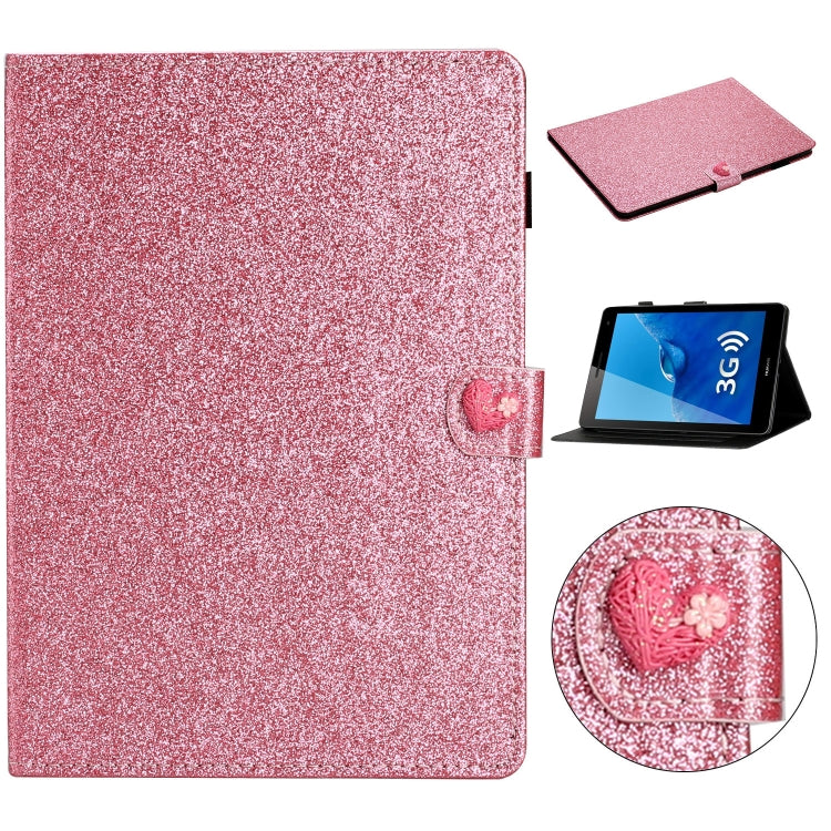 For Huawei MediaPad T3 7.0 Glitter Powder Love Buckle Horizontal Flip Leather Case with Holder & Card Slots