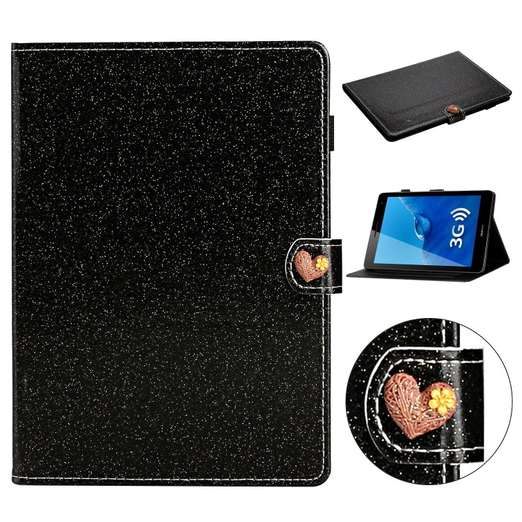 For Huawei MediaPad T3 7.0 Glitter Powder Love Buckle Horizontal Flip Leather Case with Holder & Card Slots