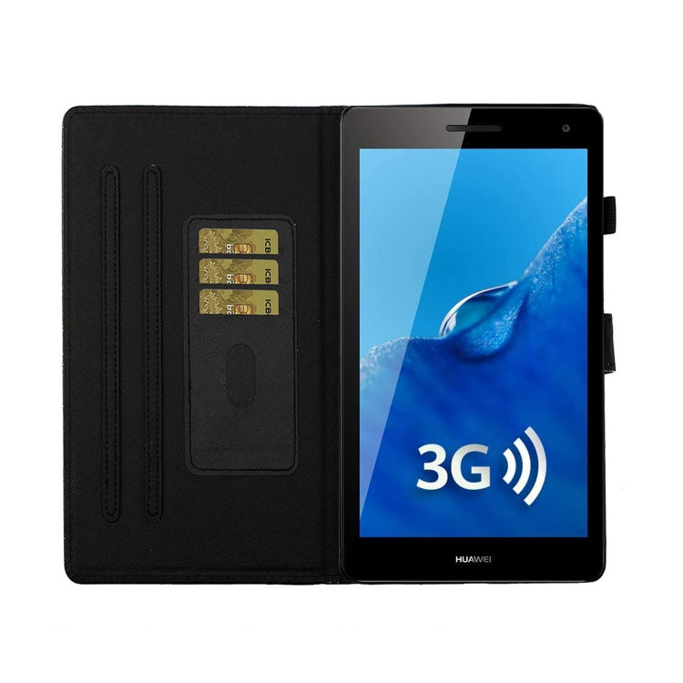 For Huawei MediaPad T3 7.0 Glitter Powder Love Buckle Horizontal Flip Leather Case with Holder & Card Slots