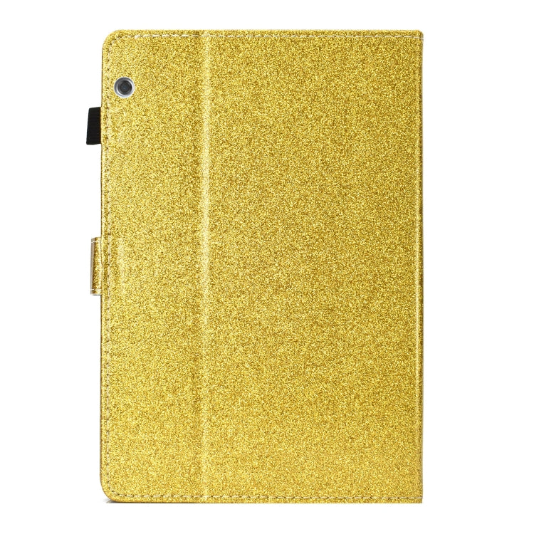 For Huawei MediaPad T3 10 Glitter Powder Love Buckle Horizontal Flip Leather Case with Holder & Card Slots
