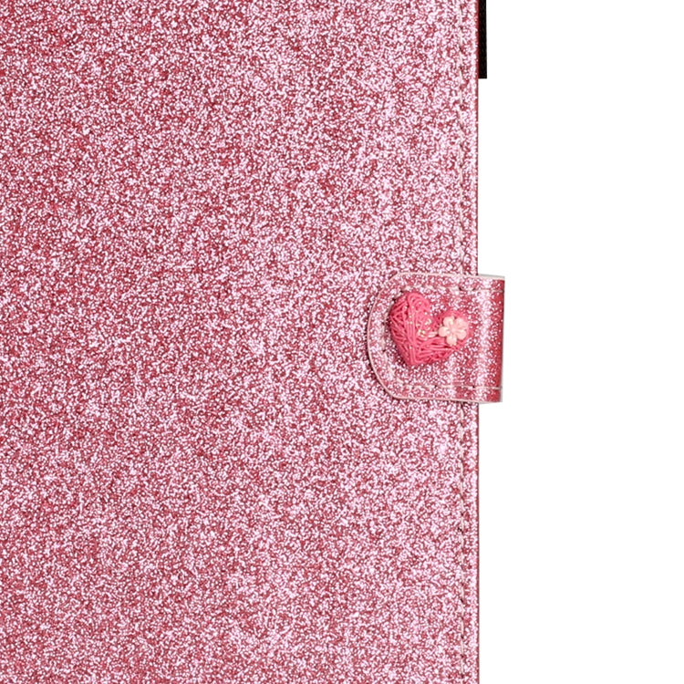 For Huawei MediaPad T5 10 inch Glitter Powder Love Buckle Horizontal Flip Leather Case with Holder & Card Slots