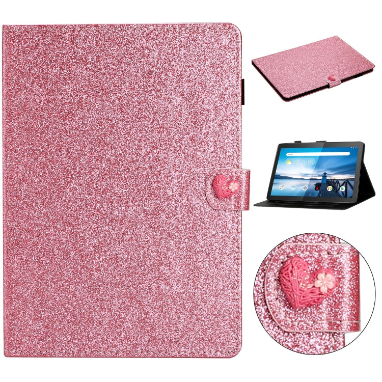For Lenovo Tab M10 X605F X505 Glitter Powder Love Buckle Horizontal Flip Leather Case with Holder & Card Slots