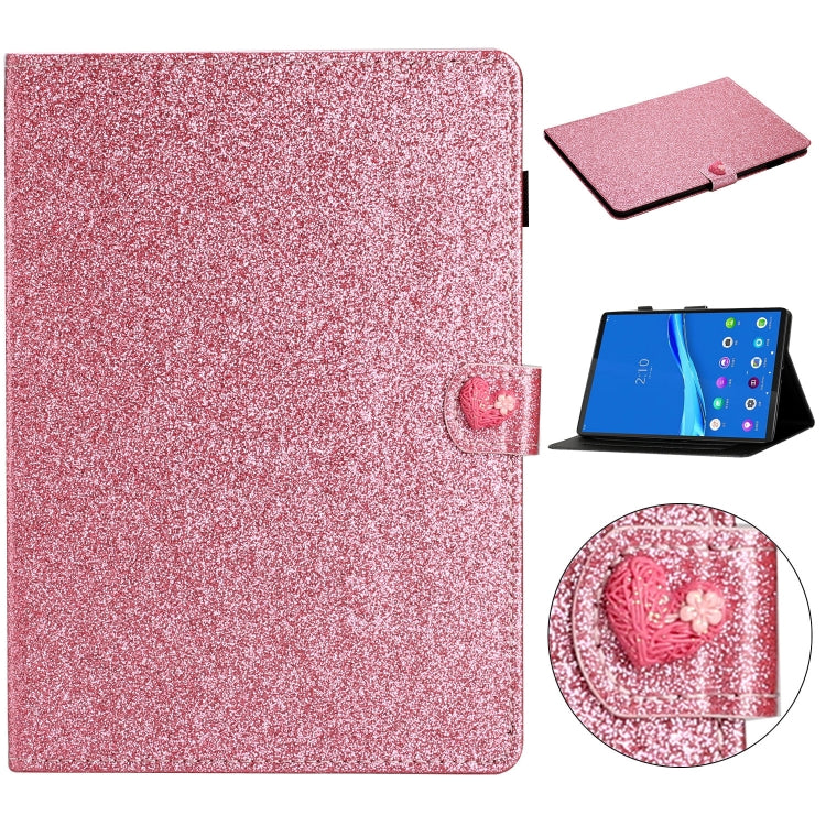 For Lenovo Tab M10 Plus X606F Glitter Powder Love Buckle Horizontal Flip Leather Case with Holder & Card Slots