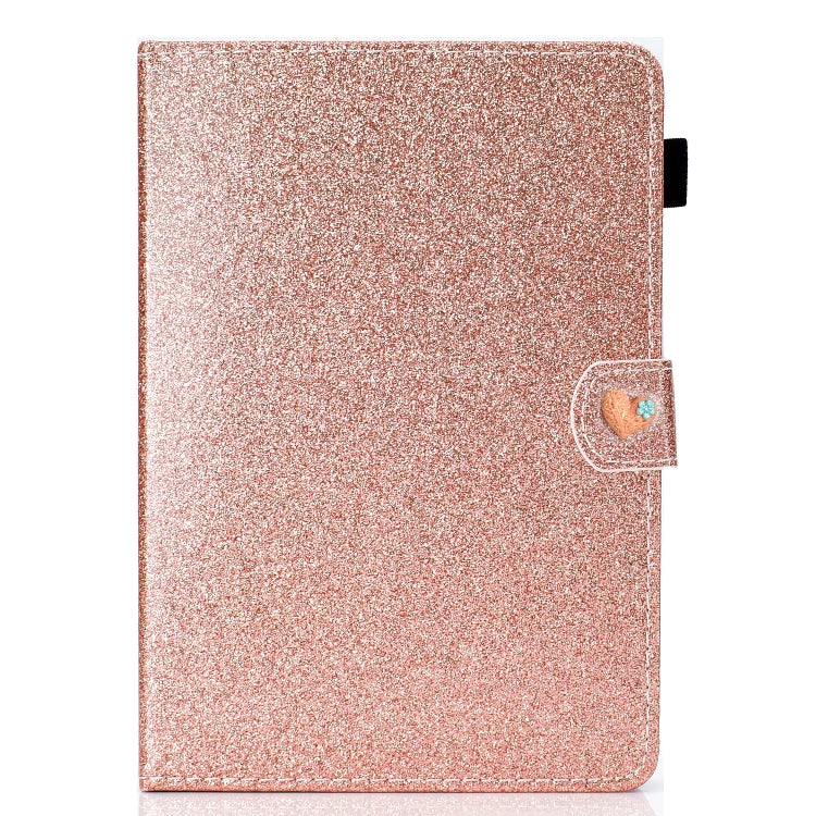 For 7 inch Universal Tablet PC Glitter Powder Love Buckle Horizontal Flip Leather Case with Holder & Card Slots