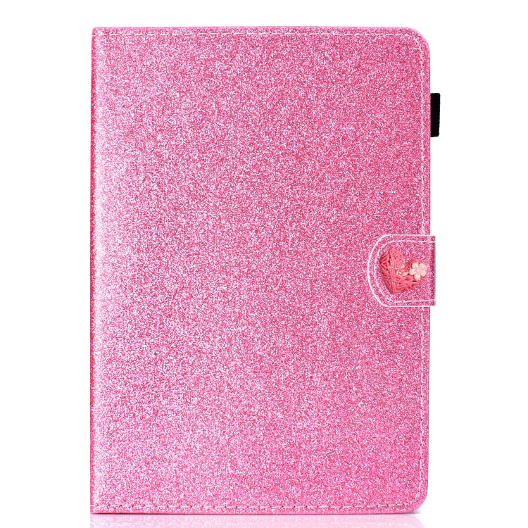 For 10 inch Universal Tablet PC Glitter Powder Love Buckle Horizontal Flip Leather Case with Holder & Card Slots