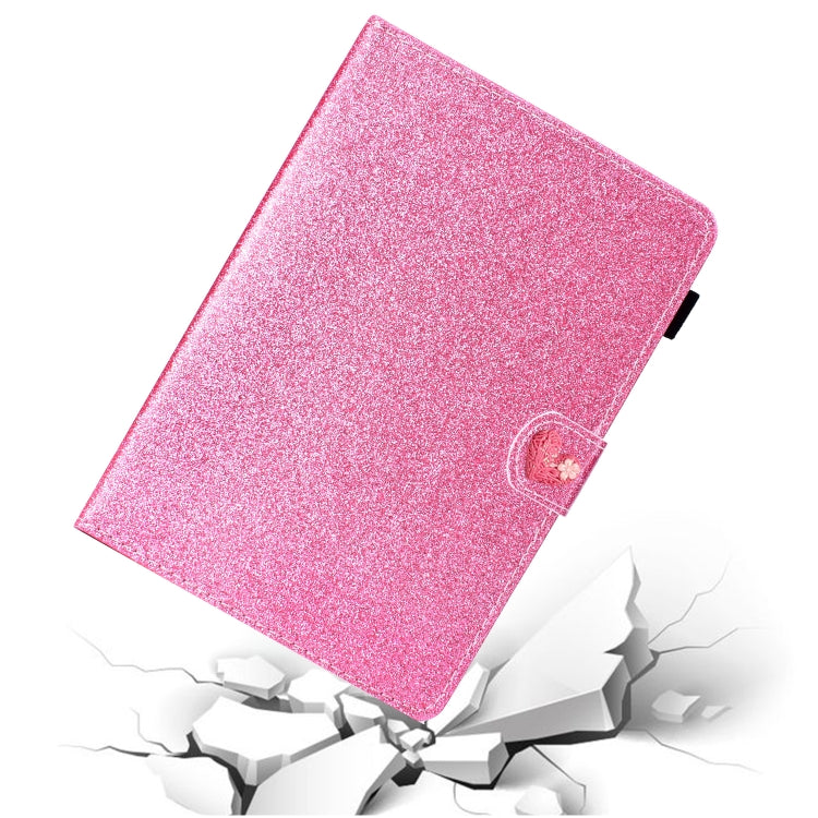 For 10 inch Universal Tablet PC Glitter Powder Love Buckle Horizontal Flip Leather Case with Holder & Card Slots