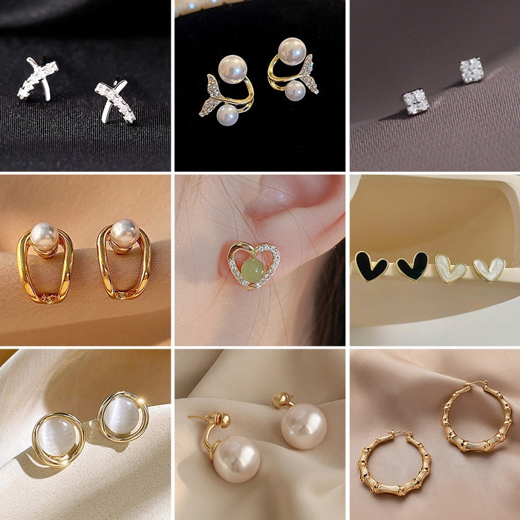 Temperament Ladies Light Luxury Pearl Double Layer Earrings Diamond Earrings, Specification:EH1494