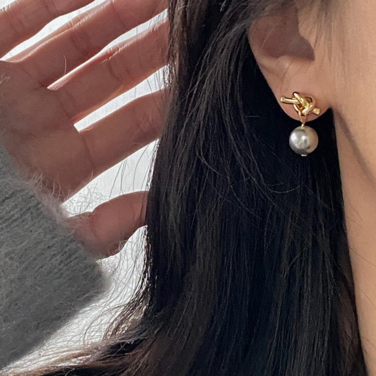 Temperament Ladies Light Luxury Pearl Double Layer Earrings Diamond Earrings, Specification:EH1667