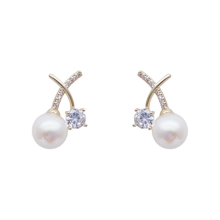 Temperament Ladies Light Luxury Pearl Double Layer Earrings Diamond Earrings, Specification:EH1632