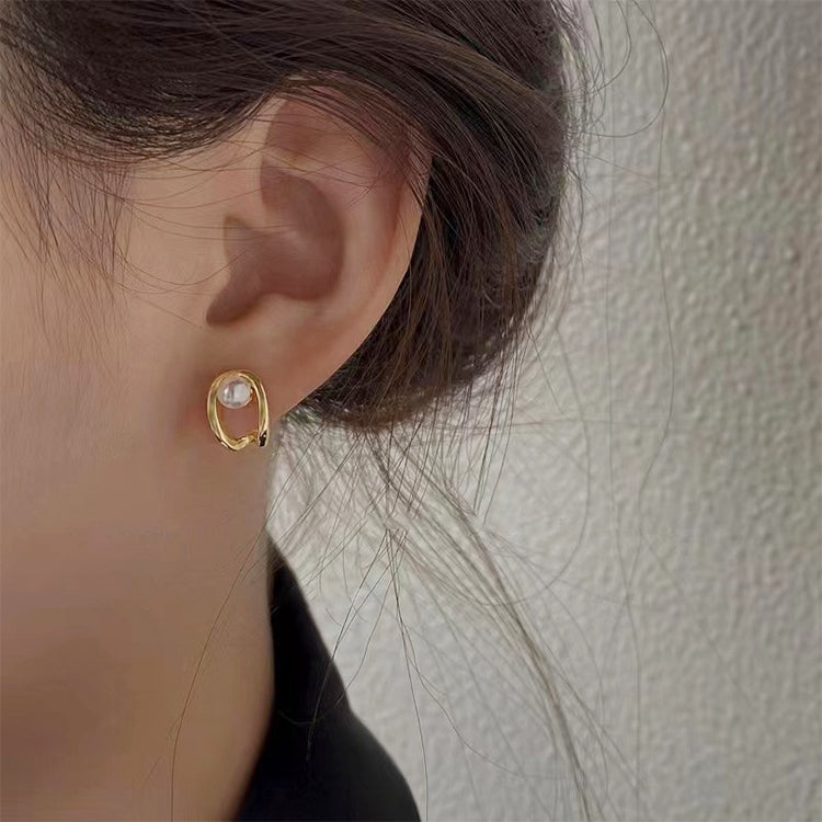 Temperament Ladies Light Luxury Pearl Double Layer Earrings Diamond Earrings, Specification:EH0939