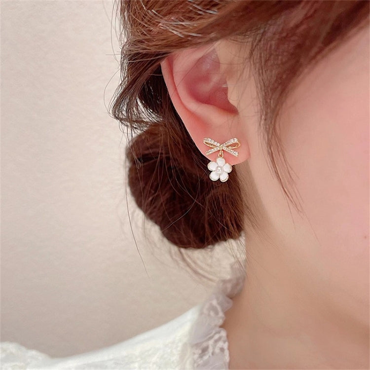Temperament Ladies Light Luxury Pearl Double Layer Earrings Diamond Earrings, Specification:EH1441