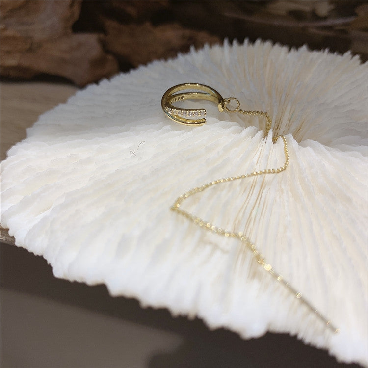 Temperament Ladies Light Luxury Pearl Double Layer Earrings Diamond Earrings, Specification:EH0881