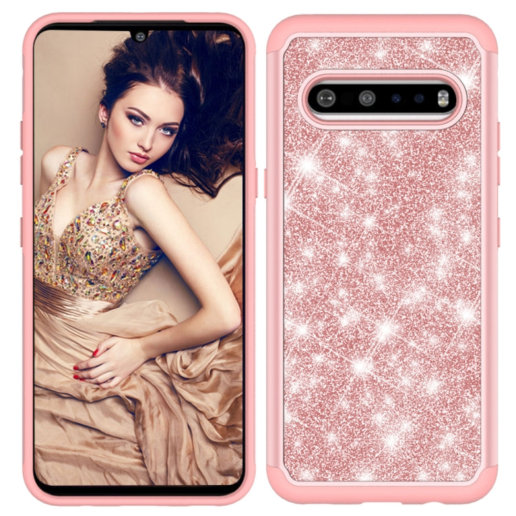 For LG V60 ThinQ 5G / G9 ThinQ Glitter Powder Contrast Skin Shockproof Silicone + PC Protective Case