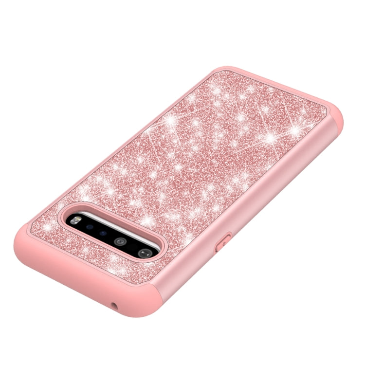 For LG V60 ThinQ 5G / G9 ThinQ Glitter Powder Contrast Skin Shockproof Silicone + PC Protective Case